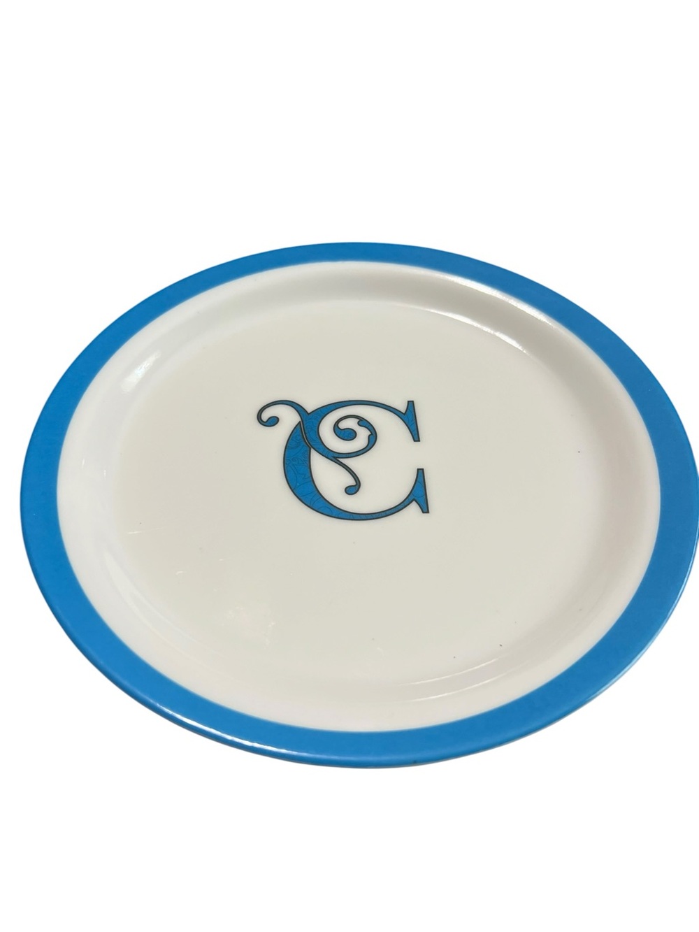 Monogram "C" Blue Rim Ceramic Plate Set of 4